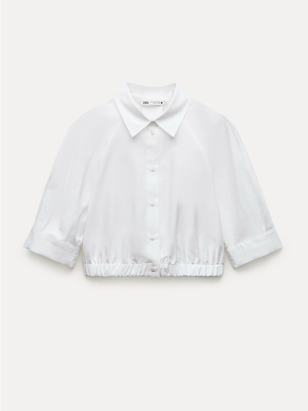 Zara ZW Collection Elasticized Cropped Shirt White Size M